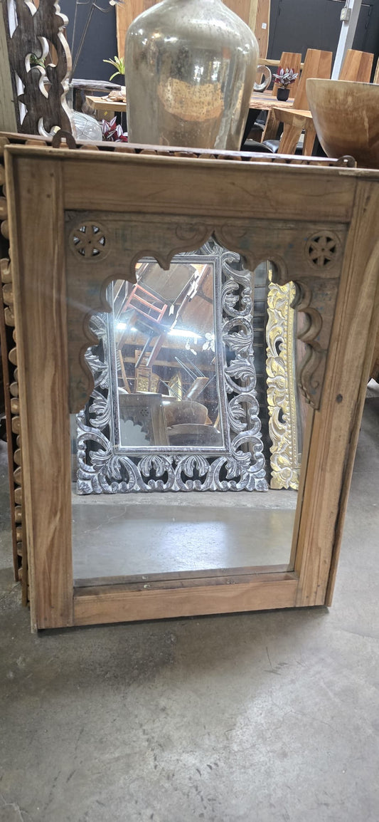 #26 Hand-Carved Wooden Mirror – 23.5" x 34"