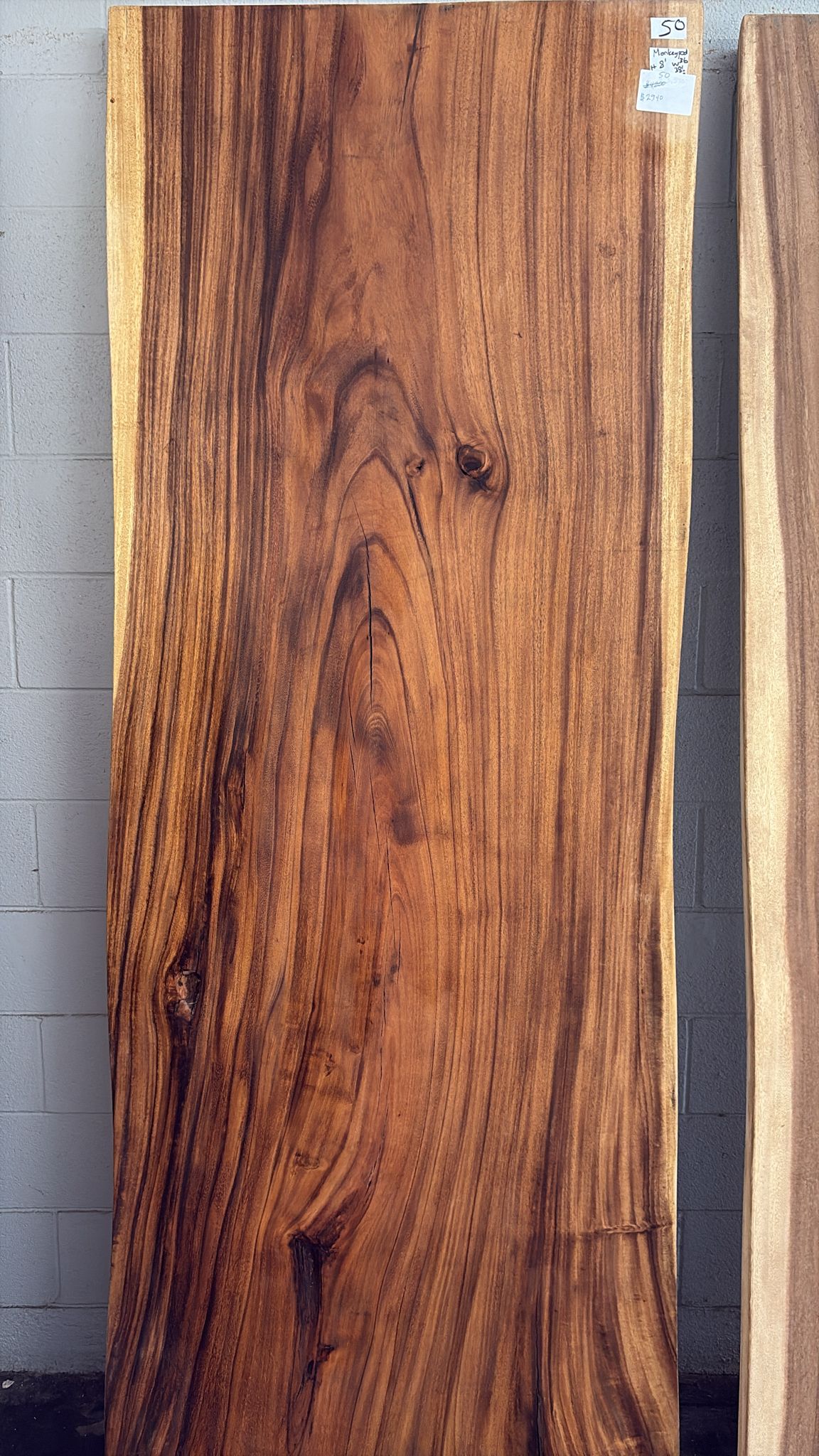 Live Edge Monkeypod Table β #50 β 36"β38.5" x 96"