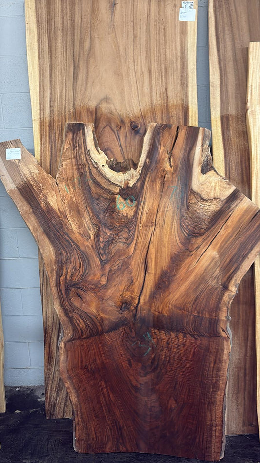 Live Edge Claro Walnut Table #178 – 70" x 33–55"