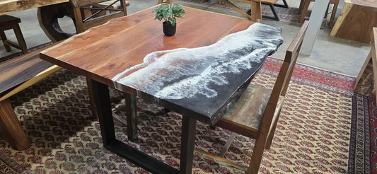 Live Edge Acacia Ocean Epoxy Table – 40" W x 59" L