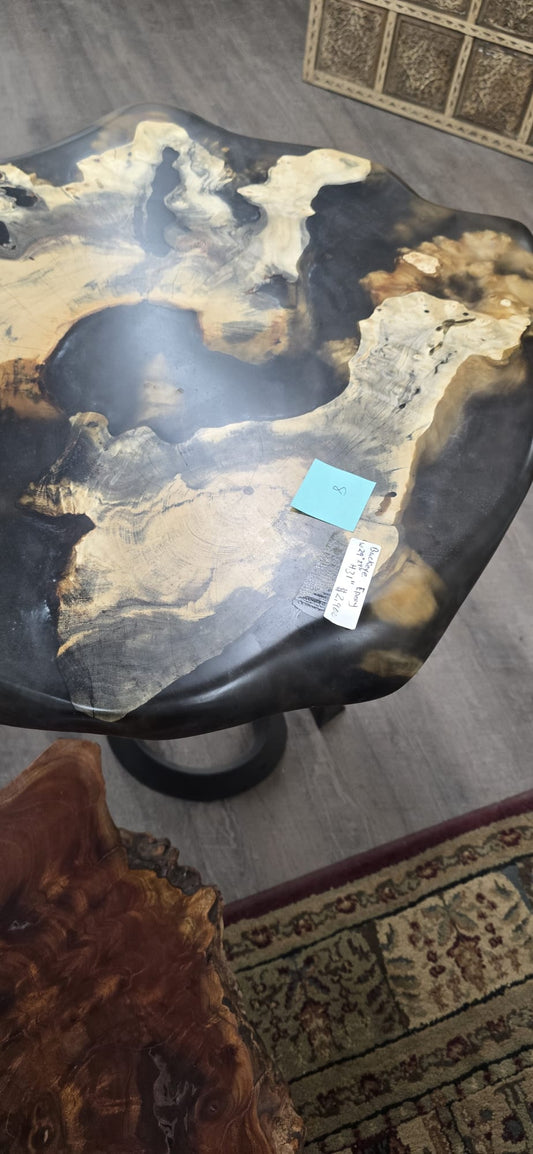 #8 Black Epoxy & Buckeye Burl Side Table – 23" x 23" x 26"