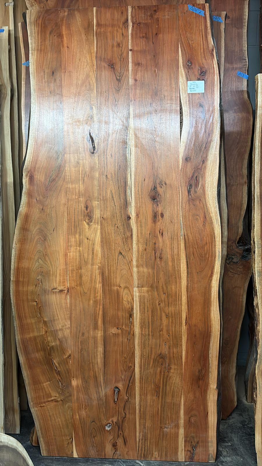 Live Edge Acacia Table #313 – 96" x 37–45"