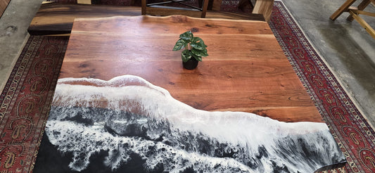 Live Edge Acacia Ocean Epoxy Table – 40" W x 59" L